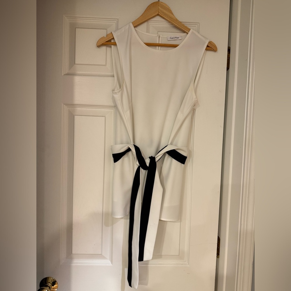 Calvin Klein Women's White Sleeveless Blouse